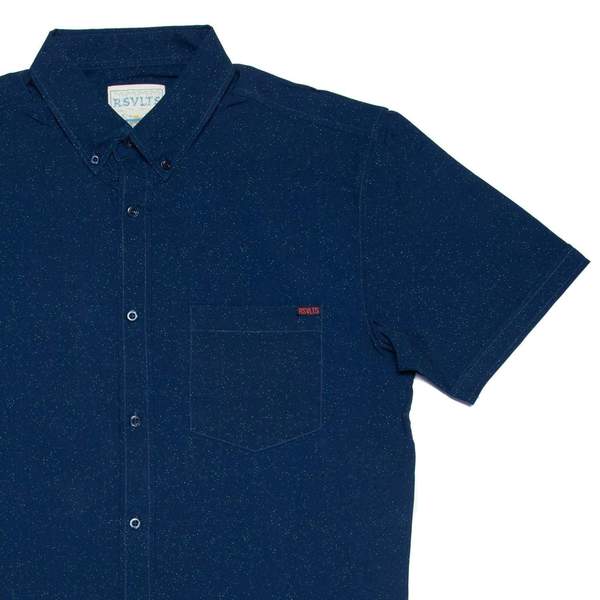 RSVLTS Alien Sky KUNUFLEX Short Sleeve Shirt in Blue — front view