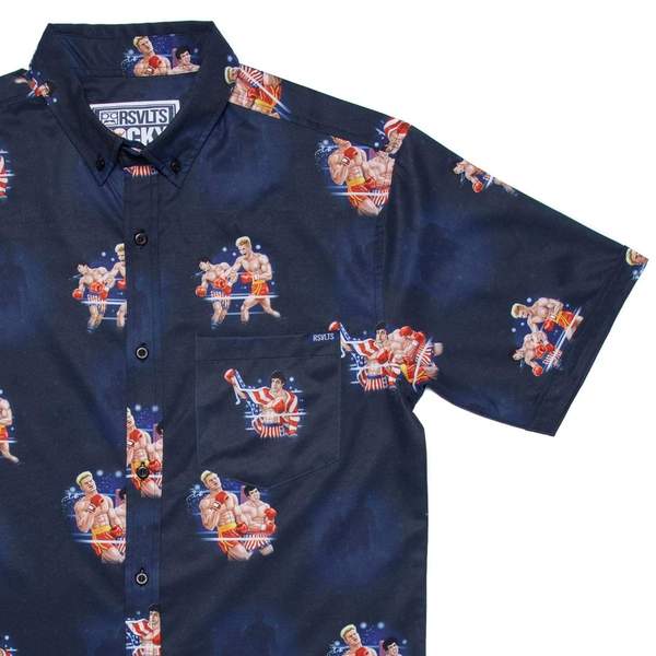 RSVLTS Man vs. Machine KUNUFLEX Short Sleeve Shirt in Blue — front view