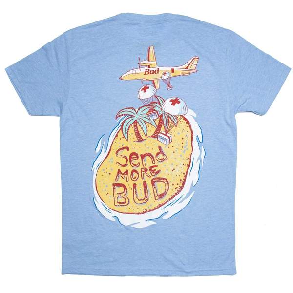RSVLTS Send More Bud Crewneck Tee in Blue — front view