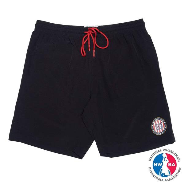 RSVLTS Warmups Hybrid Shorts in Black — front view