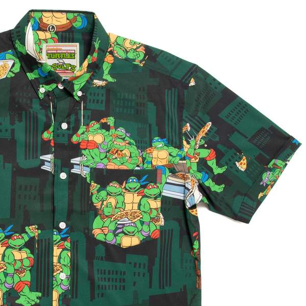 RSVLTS Pizza Party KUNUFLEX Short Sleeve Shirt in Green — front view