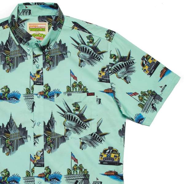 RSVLTS Tourists KUNUFLEX Short Sleeve Shirt in Green — front view