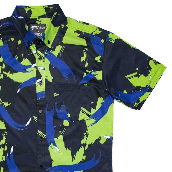 RSVLTS Almost Had You KUNUFLEX Short Sleeve Shirt in Green — front view