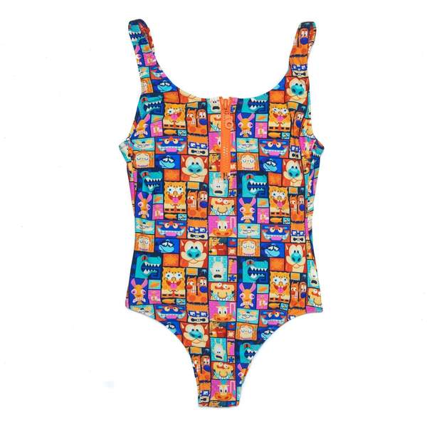 RSVLTS Tiki Toons Women's Swimwear in Multicolor — front view