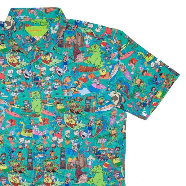 RSVLTS Beach Mashup KUNUFLEX Short Sleeve Shirt in Blue — front view