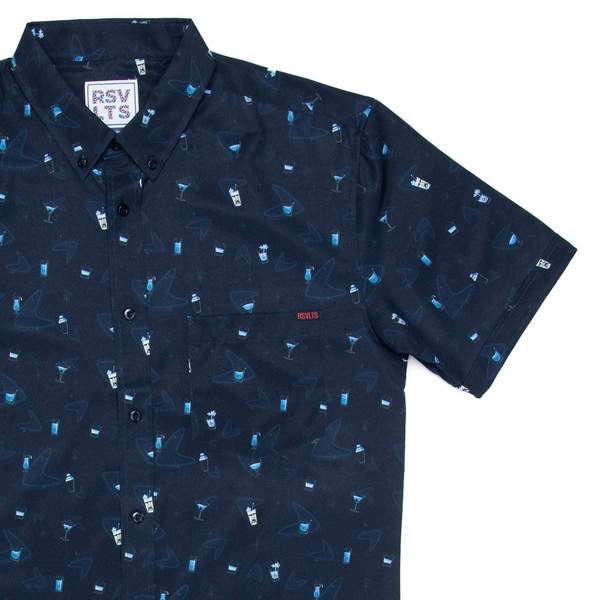 RSVLTS 5 O’Clock Somewhere KUNUFLEX Short Sleeve Shirt in Blue — front view