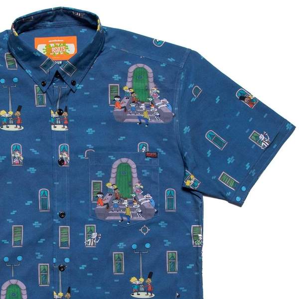 RSVLTS Stoop Life KUNUFLEX Short Sleeve Shirt in Blue — front view