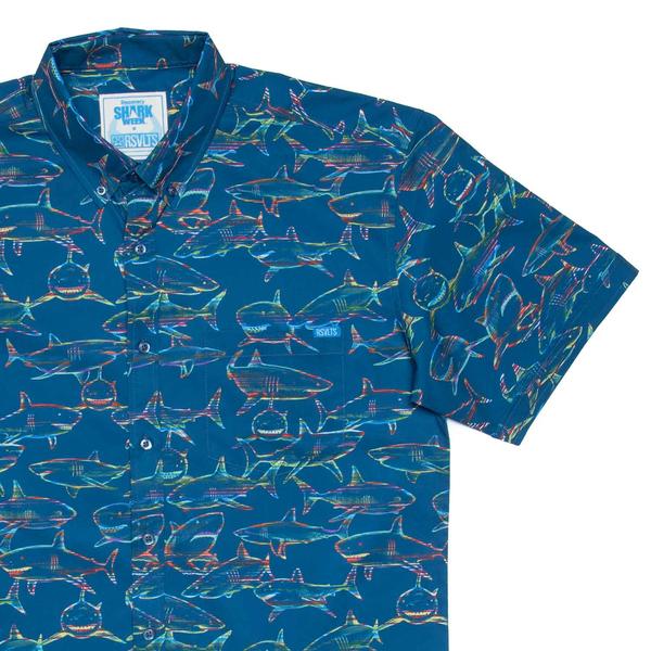 RSVLTS Sharknicolor KUNUFLEX Short Sleeve Shirt in Blue — front view