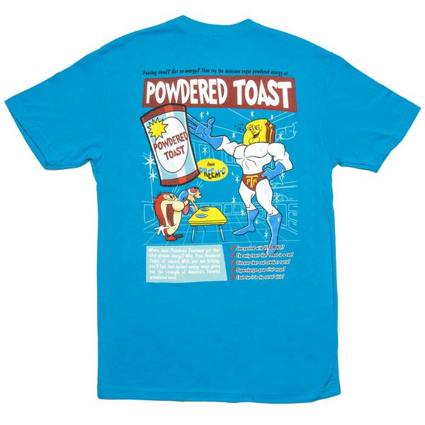RSVLTS Powdered Toast Man Crewneck Tee in Blue — front view