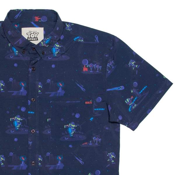 RSVLTS Gamma Quadrant KUNUFLEX Short Sleeve Shirt in Blue — front view