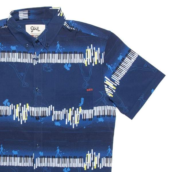 RSVLTS Gotta Have A Soul KUNUFLEX Short Sleeve Shirt in Blue — front view