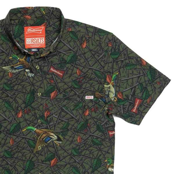 RSVLTS King of Quacks KUNUFLEX Short Sleeve Shirt in Green — front view