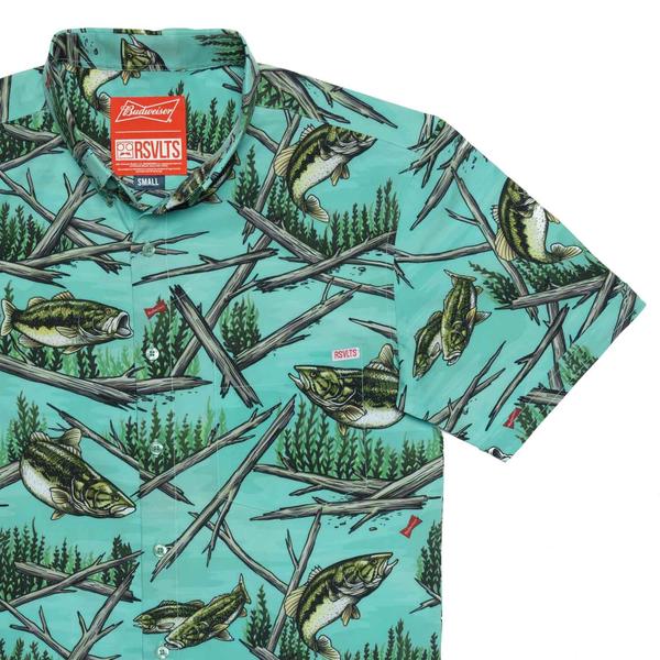 RSVLTS Great Catch KUNUFLEX Short Sleeve Shirt in Blue — front view
