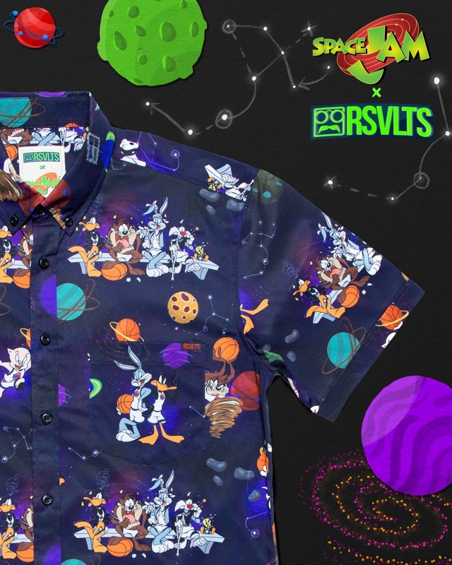 RSVLTS Toon Squad KUNUFLEX Short Sleeve Shirt in Black — front view