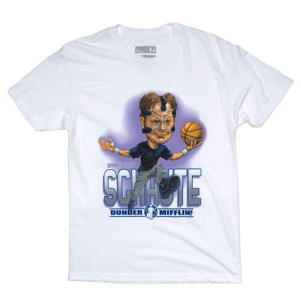 RSVLTS Dwight ‘Same Team’ Schrute Crewneck Tee in White — front view
