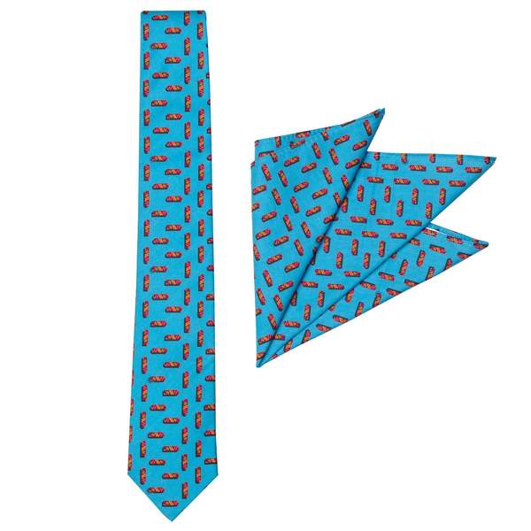 RSVLTS Hoverboards Tie & Pocket Square in Blue — front view