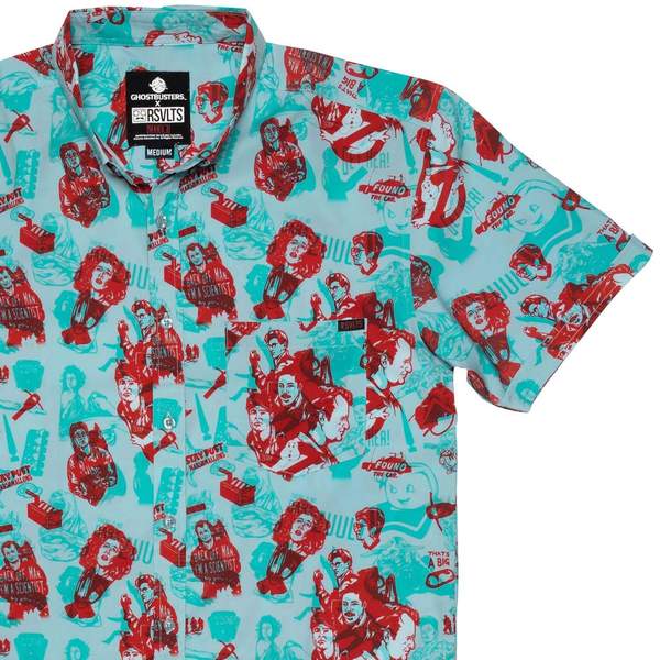 RSVLTS Decoder KUNUFLEX Short Sleeve Shirt in Blue — front view