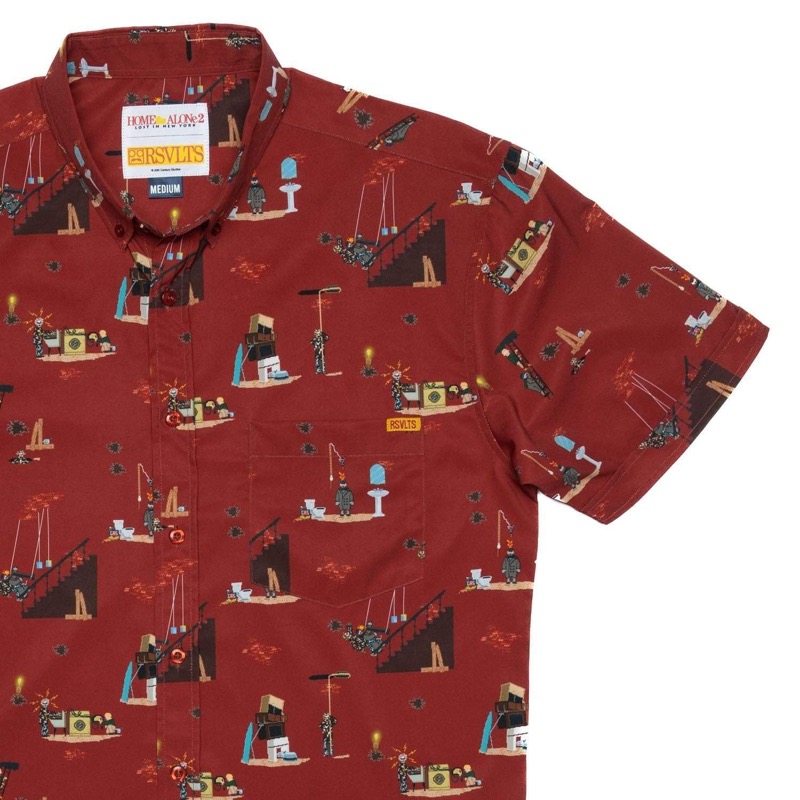 RSVLTS Operation Ho Ho Ho KUNUFLEX Short Sleeve Shirt in Red — front view