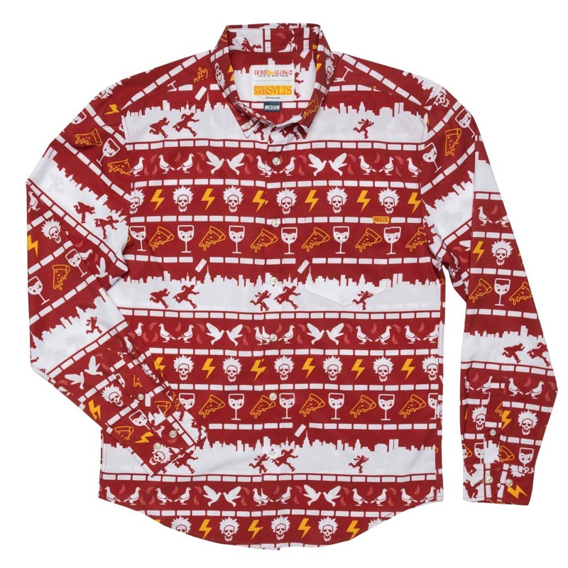 RSVLTS Kevin’s Revenge Long Sleeve Shirt in Red — front view