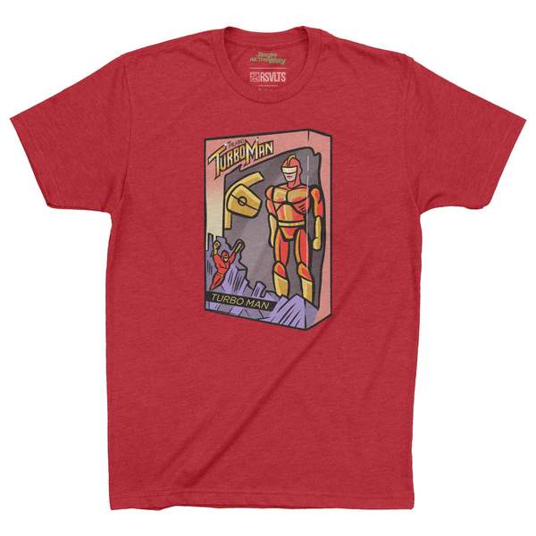 RSVLTS Turbo Man Action Figure Crewneck Tee in Red — front view