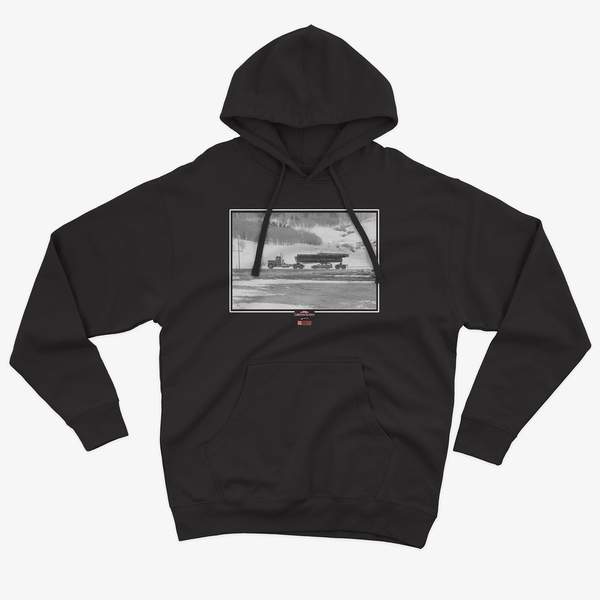RSVLTS Clark, we’re stunk under a truck Performance Hoodie in Black — front view