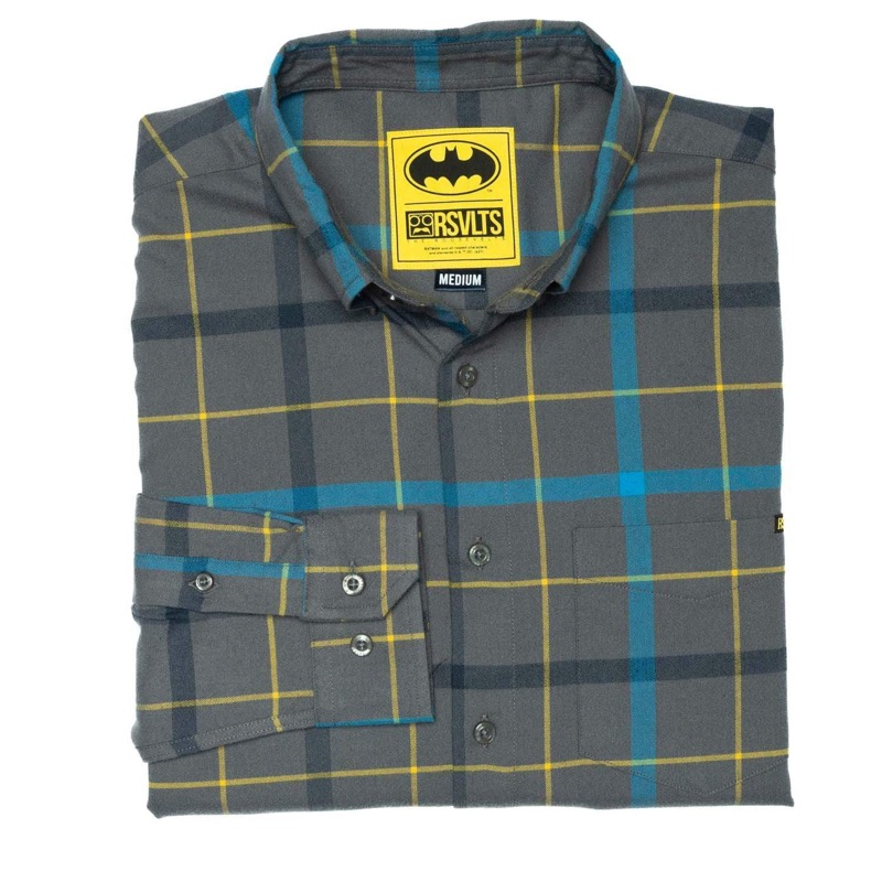 RSVLTS The Batman BorlandFlex Long Sleeve Flannel in Gray — front view