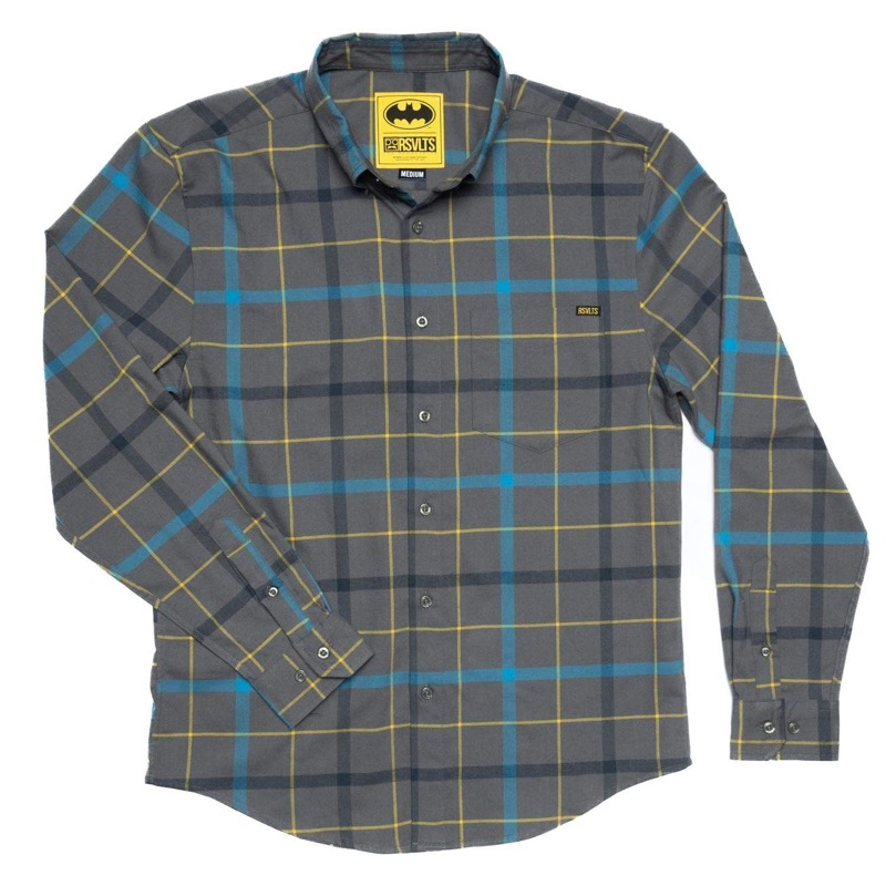 RSVLTS The Batman BorlandFlex Long Sleeve Flannel in Gray — detail 2