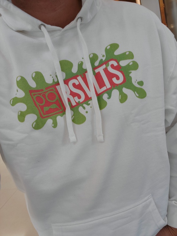 RSVLTS Slimed RSVLTS Logo Performance Hoodie in White — front view
