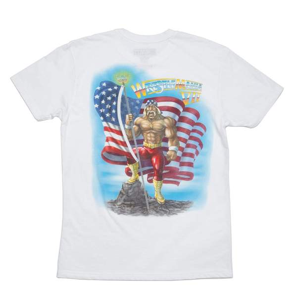 RSVLTS Real American Crewneck Tee in White — front view