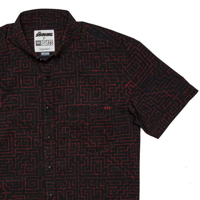 RSVLTS Lost In The Maze KUNUFLEX Short Sleeve Shirt in Black — front view