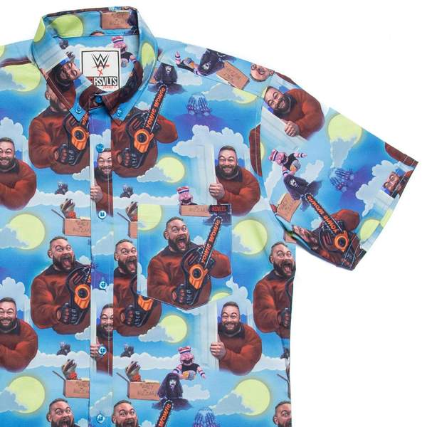 RSVLTS Firefly Fun House KUNUFLEX Short Sleeve Shirt in Blue — front view