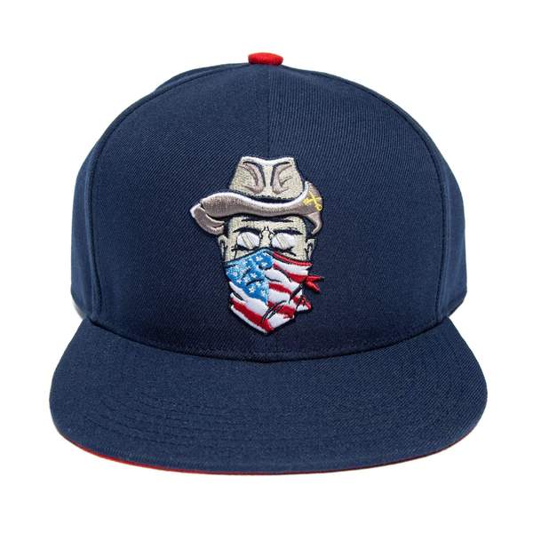 RSVLTS Teddy Rough Rider Snapback Hat in Blue — front view