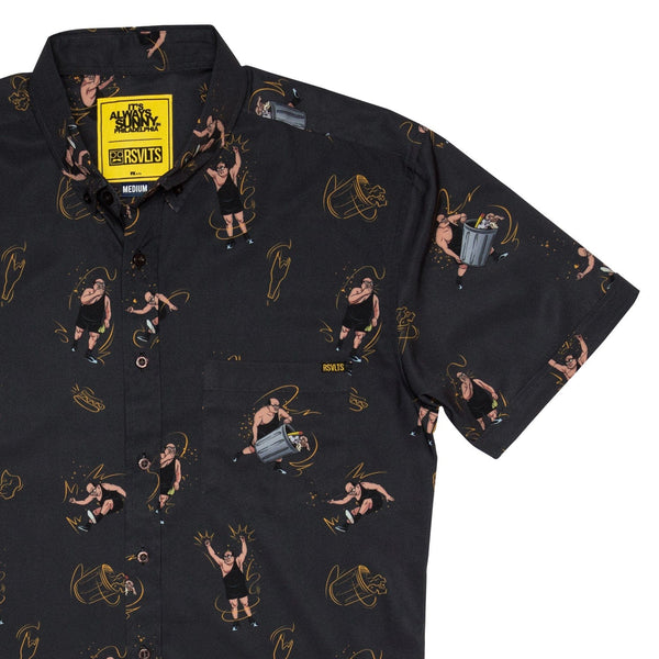RSVLTS The Trashman KUNUFLEX Short Sleeve Shirt in Black — front view