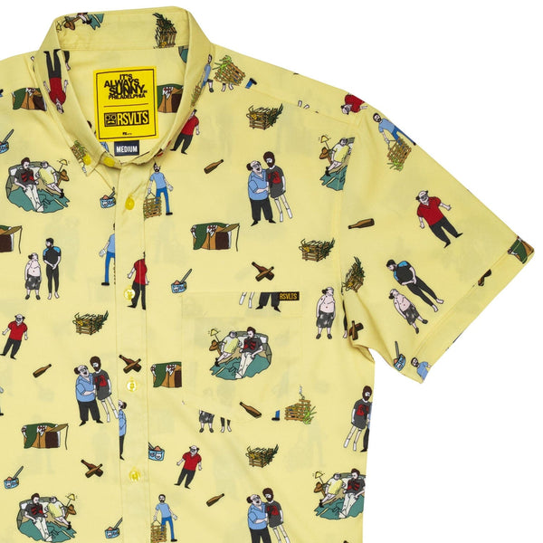 RSVLTS The Gruesome Twosome KUNUFLEX Short Sleeve Shirt in Yellow — front view