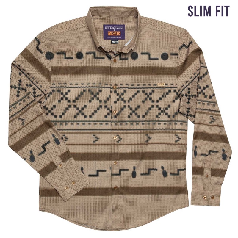 RSVLTS El Duderino Long Sleeve Shirt in Brown — front view