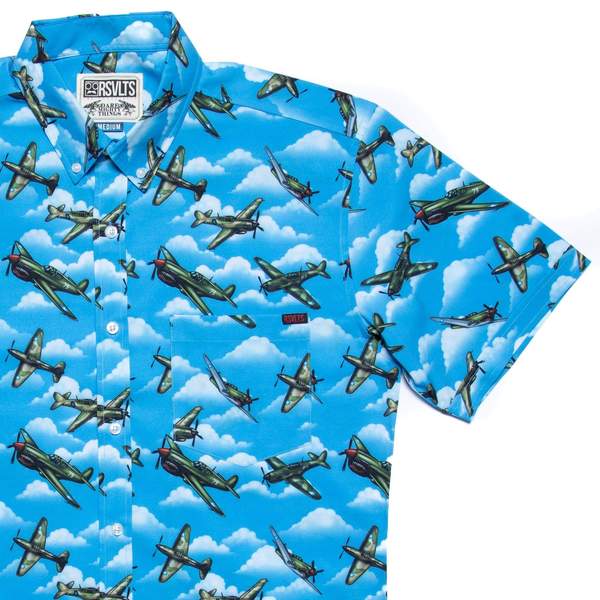 RSVLTS The Warhawk KUNUFLEX Short Sleeve Shirt in Blue — front view