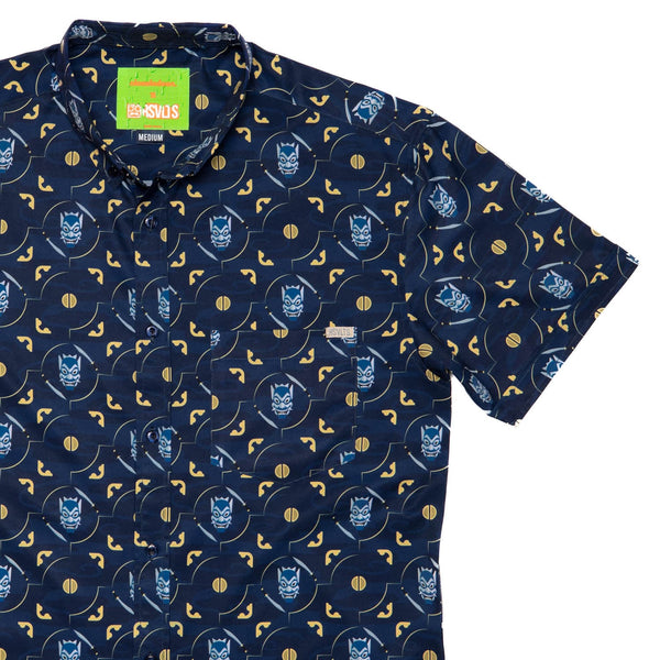 RSVLTS The Blue Spirit KUNUFLEX Short Sleeve Shirt in Blue — front view