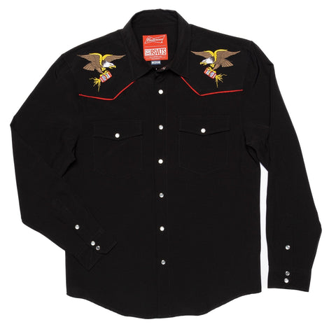 RSVLTS Bud Weiser, Rodeo Champion Long Sleeve Shirt in Black — front view