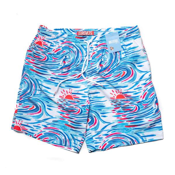 RSVLTS Watercolor Waves Swimwear in Multicolor — front view