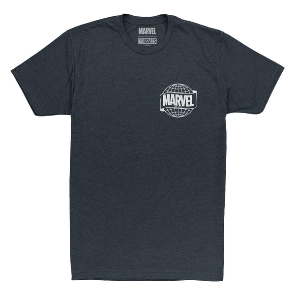 RSVLTS Marvel Globe Crewneck Tee in Blue — front view