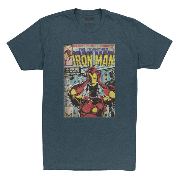 RSVLTS Iron Man #170: And Who Shall Clothe Himself In Iron? Crewneck Tee in Blue — front view