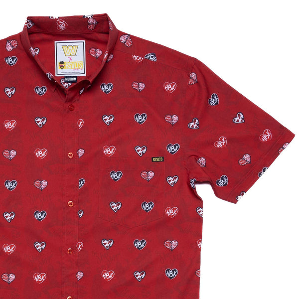 RSVLTS Heartbreaker KUNUFLEX Short Sleeve Shirt in Red — front view