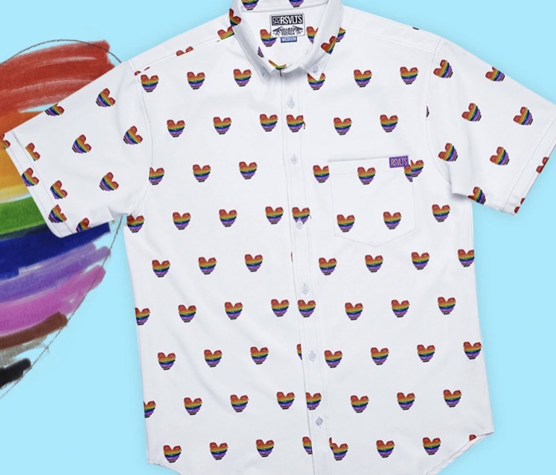 RSVLTS Harper’s Hearts KUNUFLEX Short Sleeve Shirt in White — front view