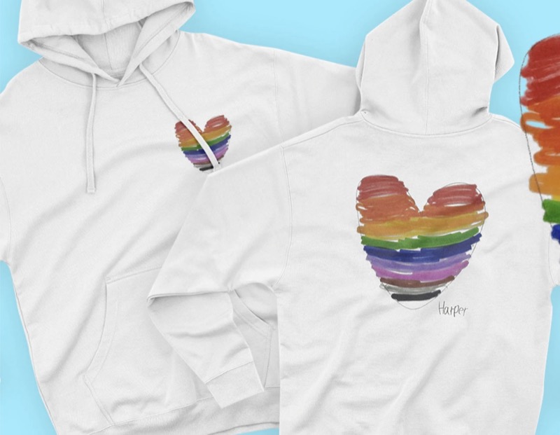 RSVLTS Harper’s Hearts Performance Hoodie in White — front view