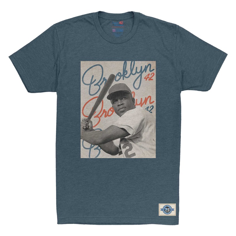 RSVLTS 42 At Bat Crewneck Tee in Blue — front view