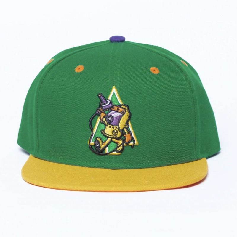 RSVLTS Lone Pine Invaders Snapback Hat in Green — front view