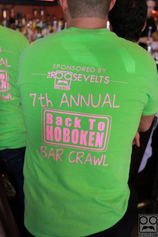 RSVLTS 7th Annual Hoboken Pub Crawl Crewneck Tee in Green — front view