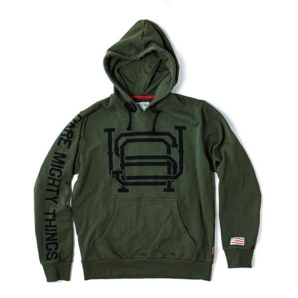 RSVLTS Interlocking USA Performance Hoodie in Green — front view