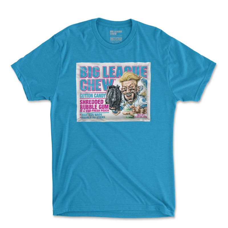 RSVLTS Cotton Candy Diving Catch Crewneck Tee in Blue — front view