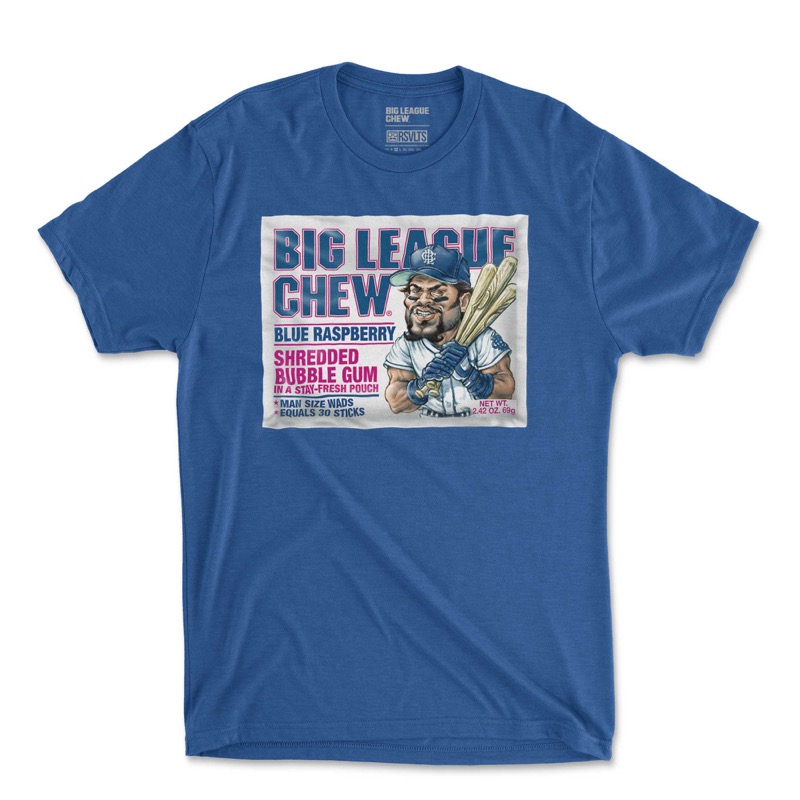 RSVLTS Blue Raspberry Righty Crewneck Tee in Blue — front view